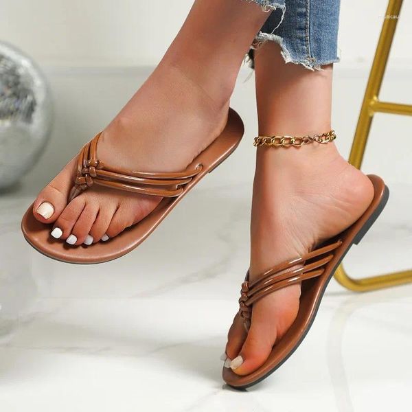 Hausschuhe Frauen Flache 2024 Sommer Mode Strand Schuhe Für Trend Slingback Casual Böhmischen Flip-Flops Zapatos Mujer