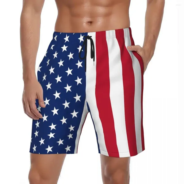 Shorts masculinos bandeira americana placa verão 3d impresso correndo calças curtas homens secagem rápida y2k retro personalizado tamanho grande troncos de natação