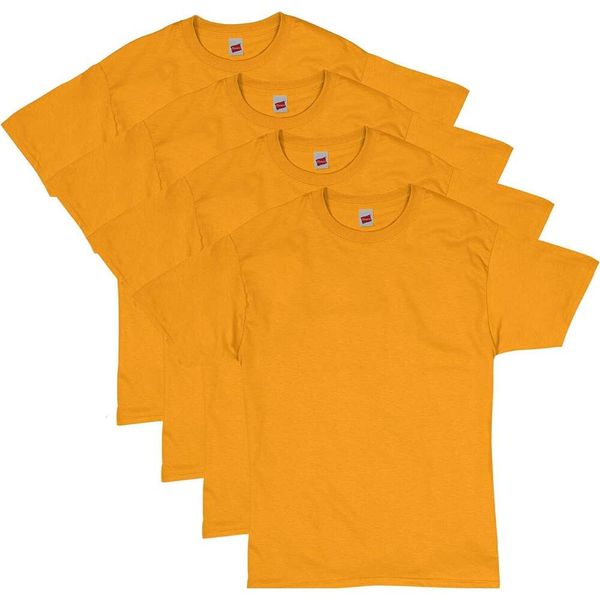 Hanes Herren-T-Shirt-Set aus Baumwolle mit doppelten Nähten und Ärmeln, 4 Stück