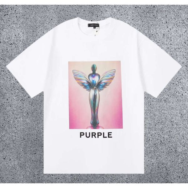 Verão Roxo Homens Mulheres Camisetas Designer Camisetas Algodão Solto Casual Gráfico Tee Roupas Pintura A Óleo Vintage Letras Impressas Graffiti Camisetas Homem Tamanho S--XL 289