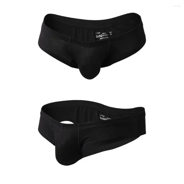 Cuecas respirável simples roupa interior breve preto/cinza modal masculino sexy bolsa calcinha boxers briefs bikini shorts