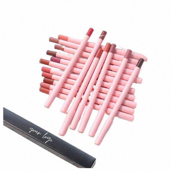 Подводка для губ Розовый карандаш с логотипом на заказ 18 цветов Точные Lg Стойкий матовый кремовый пигмент Без жестокости Пигмент для макияжа Телесные оттенки h4DQ #