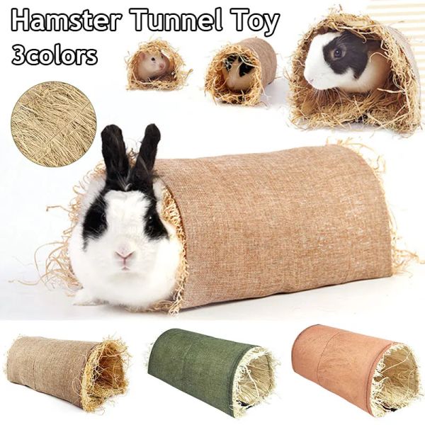 Spielzeug Hase Tunnel Spielzeug Kaninchen Versteck Spielzeug Tier Gras Stroh atmungsaktiv Meerschweinchen Chinchilla Frettchen Hamster Ratten Tunnel Spielzeug für Haustier