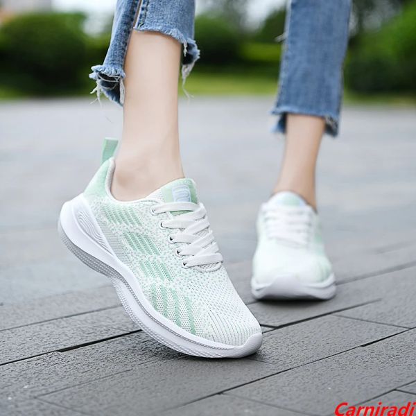 Sapatos Autumn Flying Weave 3542 Running Shoes Women Women Lightweight Flor respirável tênis casual casual