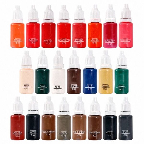 23 Farben Tattoofarbe Set Permanent Makeup Augenbrauen Tinte Lippen Augenlinie Tattoo Farbe Microblading Pigment für Körper Schönheit Tattoo Kunst G3jZ #