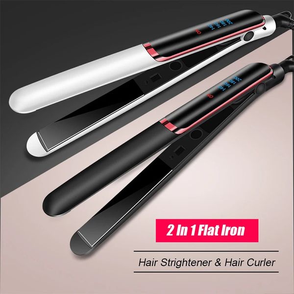 Profissional alisador de cabelo cerâmica iônico rápido aquecimento cabelo liso ferro íon negativo display lcd alisador de cabelo 240309