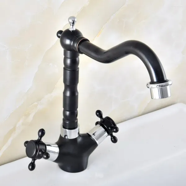 Banyo Lavabo muslukları Siyah Yağ Ovulmuş Bronz Gümüş Krom Pirinç Mutfak Gemisi Havzası Döner Spout Musluk Mixer Su Musluk ANF482