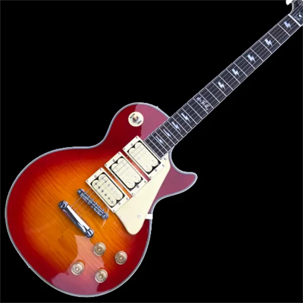 Gitar Ace Frehley Elektro Gitar Kaplan Akçaağaç Top Kiraz Sunburst Üç Humbucker Pikap Gülağacı Klavye Ücretsiz Kargo Stok