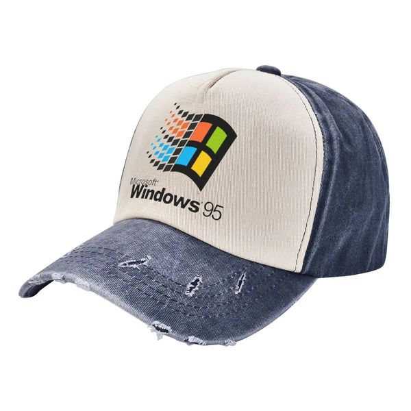 Windows 95 boné de beisebol acessórios vintage algodão angustiado clássico windows95 vaporwave sistema computador pai chapéu ajustável 240311