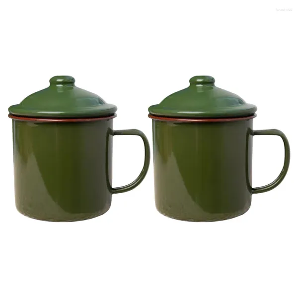 Canecas 2 Pcs Vintage Esmalte Caneca Estilo Copo Conhecer Casa Retro Café Chá Beber Copos de Água Tradicionais