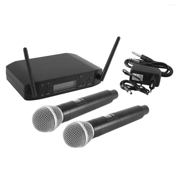 Microfones GLXD4 Microfone Sem Fio 2 Canais UHF Profissional Microfone Portátil para Festa de Palco Karaoke Igreja Reunião UE Plug