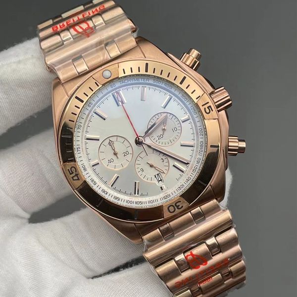 Relógio masculino de designer relógio de bateria de quartzo 41mm relógio de aço inoxidável de alta qualidade três olhos brilho relógio à prova d'água de luxo esportes e lazer relógio masculino faixa de borracha