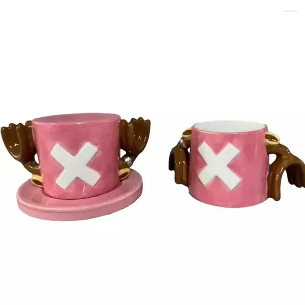 Tazze Tazza Anime One Piece Tazza creativa da caffè a forma di cappello di tre fratelli Feste in ceramica Cosplay Ace Rufy Tazze d'acqua