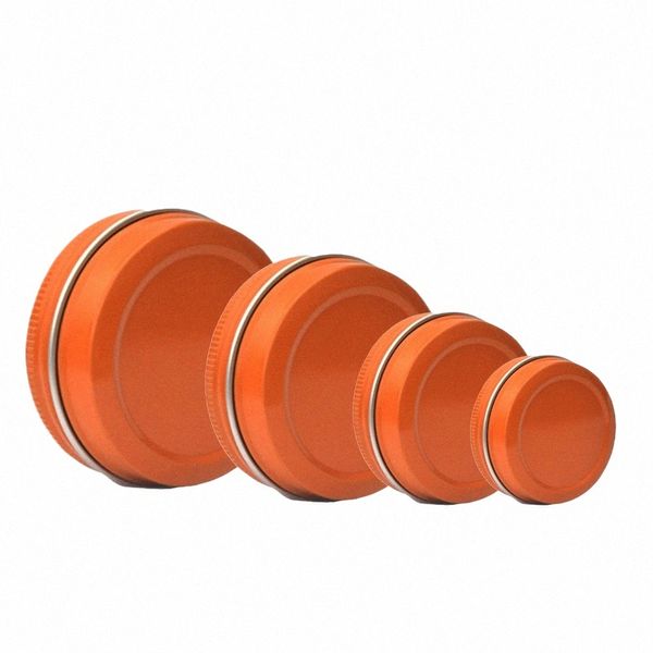 50 pz Vuoto Contenitore di Metallo Ricarica di Latta di Alluminio di Colore Arancione Balsamo per le labbra Vaso di Crema Campione Può Scatola di Cera Per Capelli 10g 15g 20g 30g 50g 60g 82Cb #