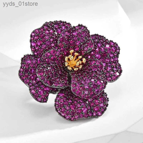 Pins Broches SUYU Novo broche de flor de camélia Luxo feminino vermelho rosa broche flor temperamento requintado design de pino acessórios de terno L240323