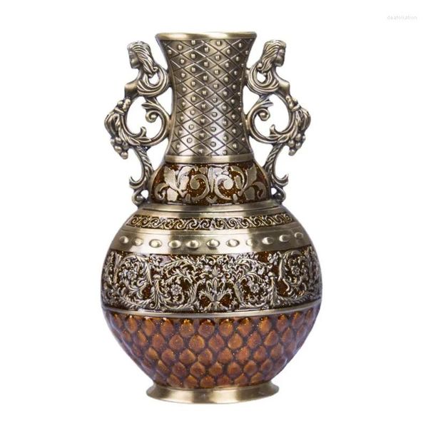 Vasos vaso de flor vintage decoração de casa antigo esculpido metal luxo mesa arte artesanato decoração ornamentos