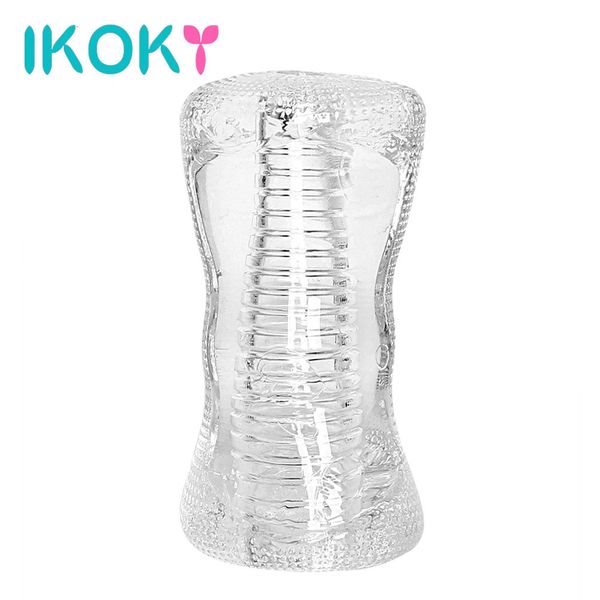 Ikoky copo de masturbação, brinquedos sexuais para homens, vagina transparente, produtos adultos, treinador de pênis, atraso na ejaculação, masturbador masculino 240312