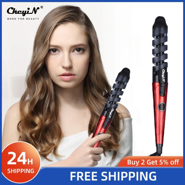 Ferros profissional modelador de cabelo elétrico 20mm cerâmica espiral curling wand onda cabelo onda ferro rolo styler cuidados com o cabelo ferramentas estilo