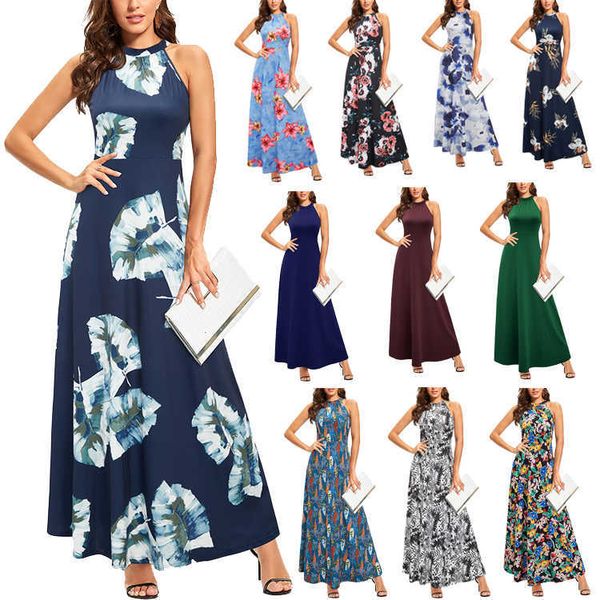 Vestidos personalizados com estampa floral, férias, praia, mulheres, vestidos elegantes, vintage, férias, maxi vestido longo, verão, casual