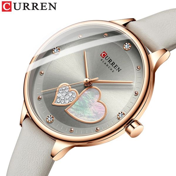 Curren Watches Women Moda Deri Kuvars Kol saati Büyüleyici Rhinestone Kadın Saati Zegarki Damskie 240322