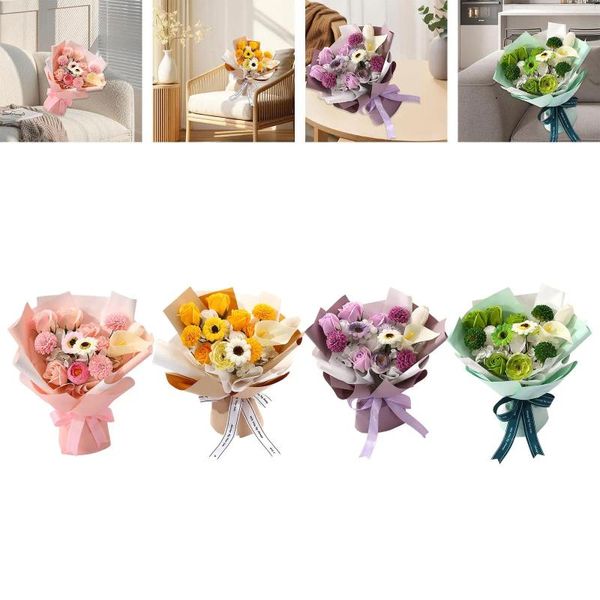 Flores decorativas sabonete flor buquê peças centrais prateleira decoração banho para noivado festa de aniversário feriados aniversário família amigos