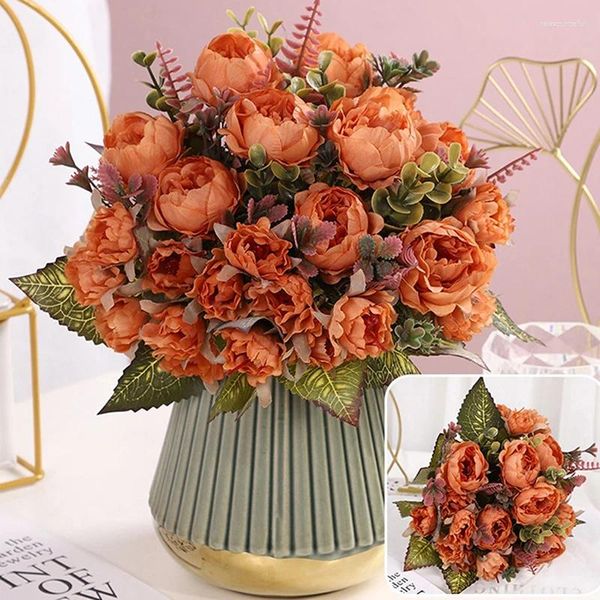 Flores decorativas falsas para rosa artificial gerbera margarida decoração de casamento plantas de simulação adereços de tiro para casa