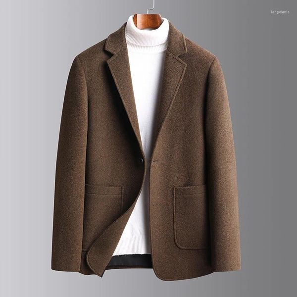 Herrenanzüge 2024 Männer Grau Khaki Schwarz Wollblazer mit Stil Schafwollanzugjacke Männliche klassische Outfits Leben Frühling Herbst Winter