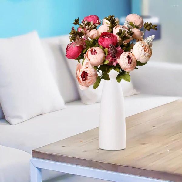 Fiori decorativi Bouquet di peonie artificiali a 13 teste Simulazione Decorazioni floreali Ornamento per feste di nozze Fiore finto Blu primavera