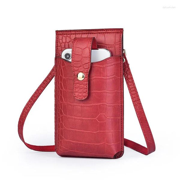 Omuz çantaları evrensel deri cep telefonu çantası çanta tutucu hücre kasası cüzdan timsah tahıl crossbody kadınlar için