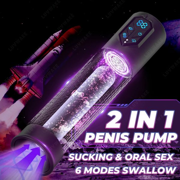 IPX7 Wasserdichte elektrische Pumpe, Penis-Erektionsvergrößerung, automatisches Vakuum für Männer, 4 Saugnäpfe, Masturbieren, Sexspielzeug 240312