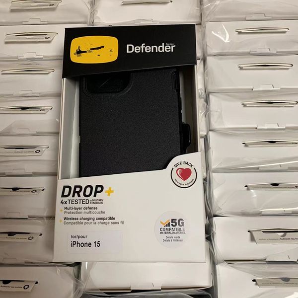 Чехол Defender с логотипом OtterrBox для iPhone 15 15 Pro Max 14 13 12 11 Xs Max XR X 7 8 Plus Противоударный чехол военного класса Сверхмощный гибридный чехол для робота с коробочной упаковкой