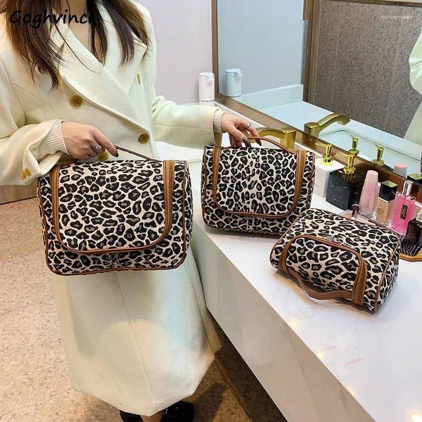 Sacos cosméticos grande capacidade vintage leopardo feminino portátil viagem produtos de higiene pessoal saco de lavagem ins senhoras maquiagem casos ulzzang