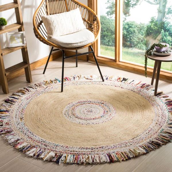 Teppiche SAFAVIEH Cape Cod Keeleigh Geflochtener Teppich 5' X Rund Elfenbein/Hellbeige