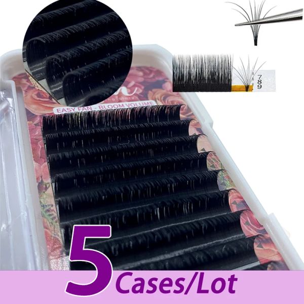 Cílios 5 casos/lote masscaku fácil ventilador flor extensão de cílios austomatic floração ventilador rápido selfmaking fãs volume cílios suprimentos