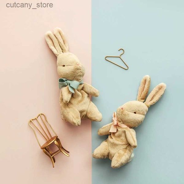 Gefüllte Plüschtiere, niedliches Design, Kaninchen-Plüschpuppen für Babys, Kinder, Appease Seping Bunny Toys, Kawaii, handgefertigte Neugeborene, braune Kaninchen, Stofftier-Geschenke, L240320