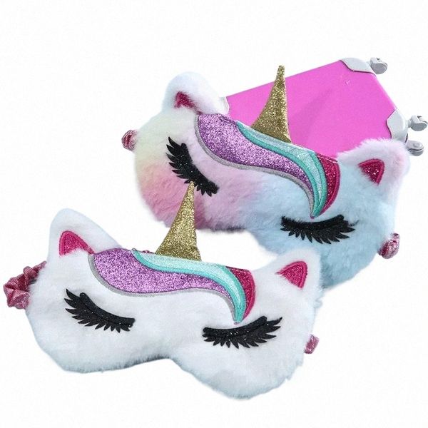 Weiche Plüsch Slee Maske Augenmasken Nette Glitter Einhorn Augen Abdeckung Plüsch Augenklappe Augen Abdeckung Slee Augenbinde für Reise Rest x0QT #