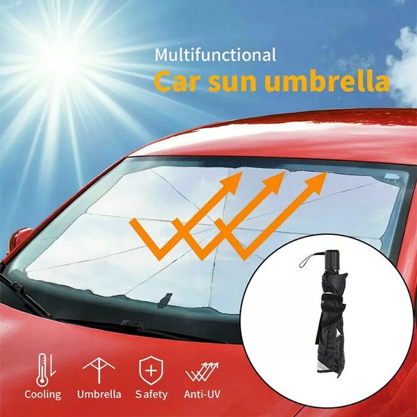 Auto-Windschutzscheiben-Sonnenschutz, Regenschirm-Sonnenschutz für Autofenster, Sommer-Sonnenschutz, Wärmedämmstoff für die Beschattung der Autofront 240308