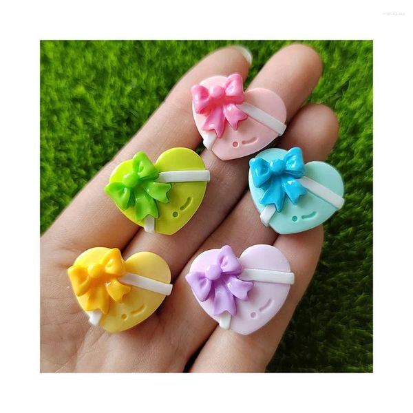 Flores decorativas 3d resina amor coração bowknot caixa de presente mini acessórios de decoração capa de telefone jóias fazendo suprimentos de artesanato diy artes para casa