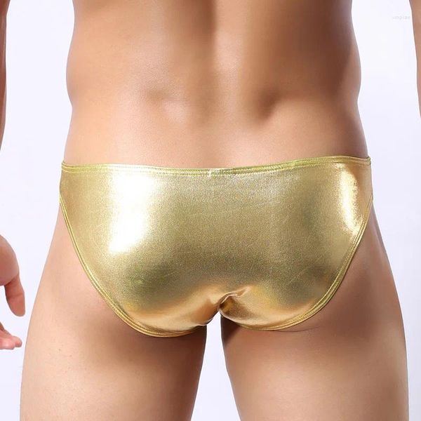 Cuecas sexy homens roupa interior briefs ouro prata masculino calcinha u convexo pênis bolsa marca cueca breve