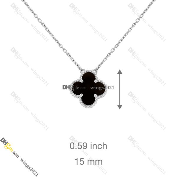 Colares com pingente clássico Van Clover Colar de ouro 18K Designer de joias para mulheres Aço titânio banhado a ouro Nunca desbota, não é alérgico, (prata) Loja/21417581