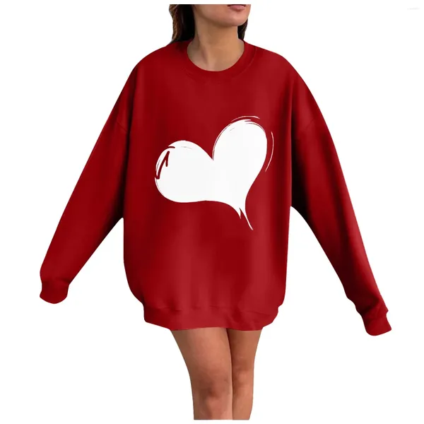 Damen-Kapuzenpullover, Sweatshirts für Frauen, Valentinstagsgeschenke, Liebesdruck, langärmelig, niedliche Oberteile, lockere Passform, Rundhalsausschnitt, Pullover, Bluse, Damenhemd