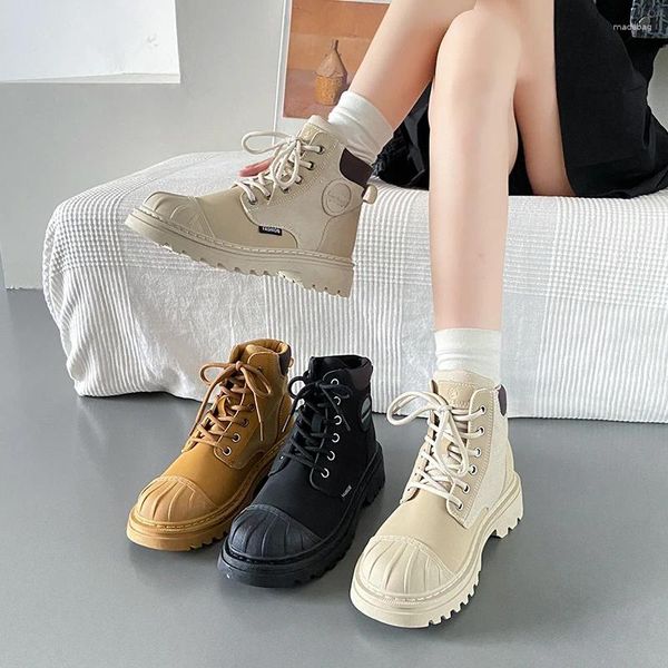 Sapatos casuais outono inverno estilo punk botas de tornozelo femininas moda zíper botas góticas senhoras vulcanizadas elegante plataforma apartamentos