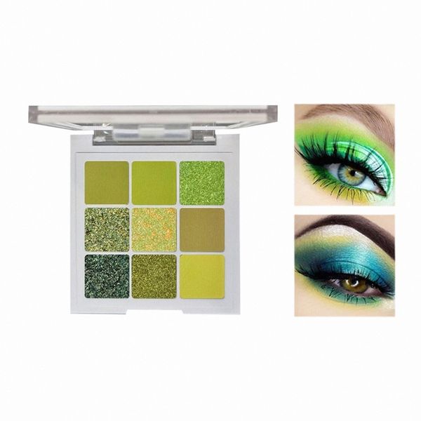 Balsamo per le labbra Nove colori Green Eye Shadow Piastra Commercio estero Ombretto Piatto Polarizzato Illuminante Diamd Fl Cos Trucco Crays q1qa #