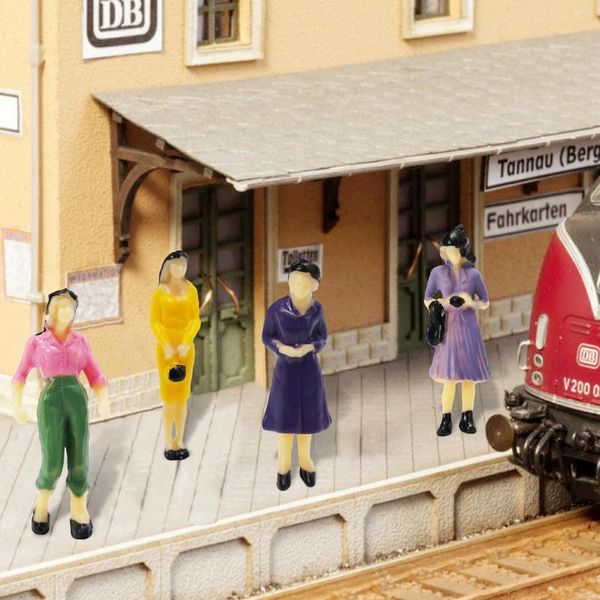 Decorações de jardim Modelo trens o Crafamento de decoração em escala 50pcs Figuras em pé de pessoas Pessoas Passageiro 6 Layout de trem de trem de banco