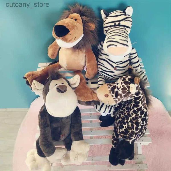 Animais de pelúcia de pelúcia 50cm populares floresta brinquedos de pelúcia animal de pelúcia girafa macaco ephant leão tigre kawii crianças de pelúcia brinquedos grandes para decoração de quarto l240320