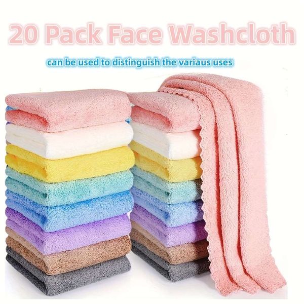 20 Stück einfarbige Waschlappen, einfaches einfarbiges Tuch, weiches, saugfähiges Handtuch, kleines Gesichtshandtuch, Zubehör für Reise-Badezimmer