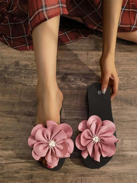 Hausschuhe A331ZXWDamen Flip Flops Lässige Blume Anti-Rutsch Strand Flache Sandalen Offene Zehenschuhe für Damen Sh129