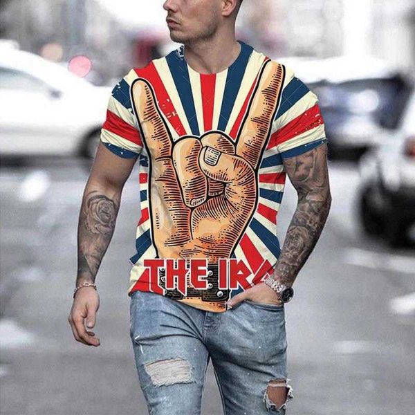 T-shirt 3D 2023 New Mens Casual Street Shooting Style T-shirt stampata in 3D Manica corta No