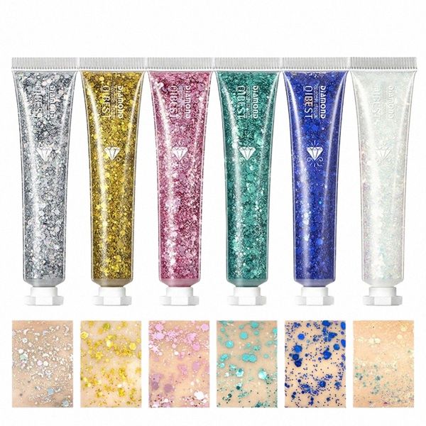 1-3 pezzi Mochromatic Glitter Paillettes Gel Ombretto Crema Shimmer Illuminante Mette in risalto Viso Corpo Glitter Gel per trucco scenico i3Nk #