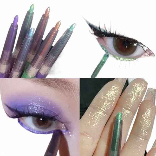 Wasserdicht Glänzend Grün Blau Eyeliner Bleistift Gold Lila Glitter Lidschatten Liegen Seidenraupe Stift Schönheit Kosmetik Frauen Make-Up-Tool D5Nj #